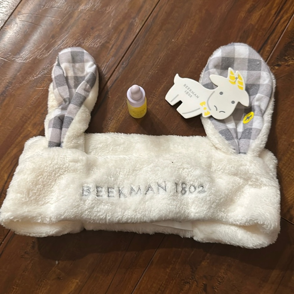 Beekman 1802 Goat Ears Spa Headband Gingham collection & Golden Booster NEW
